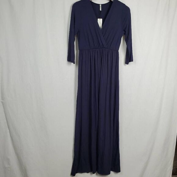 NWT Mother Bee Large Navy LS Maxi Dress - Picture 1 of 7